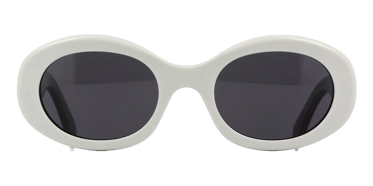 サングラス Celine Sunglasses CL40194U 25A Oval Acetate Triomphe CELINE White Round CL40194U 25A Sunglasses With Gold