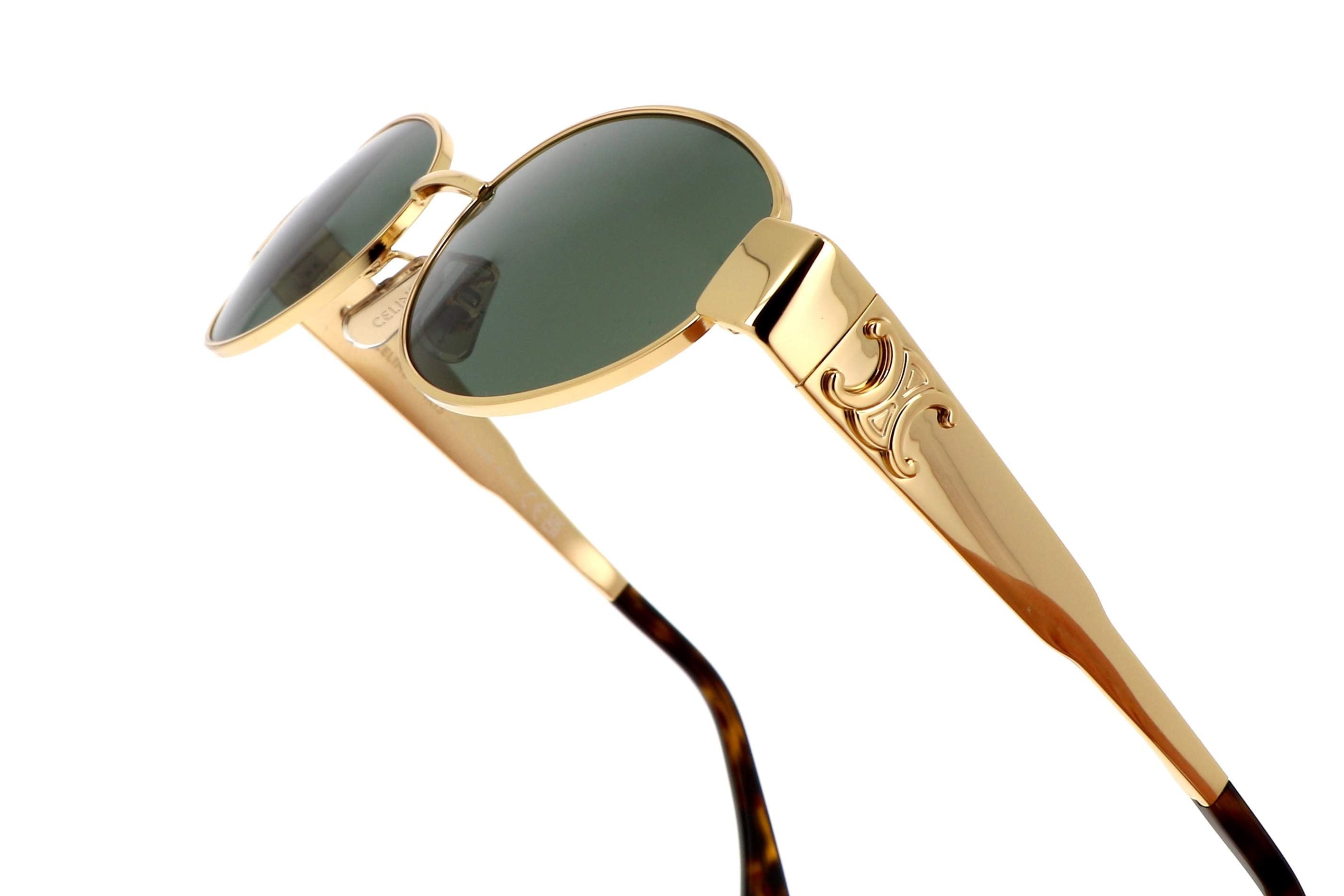 Celine CL40235U Triomphe Metal Gold Green – ModaBlvck