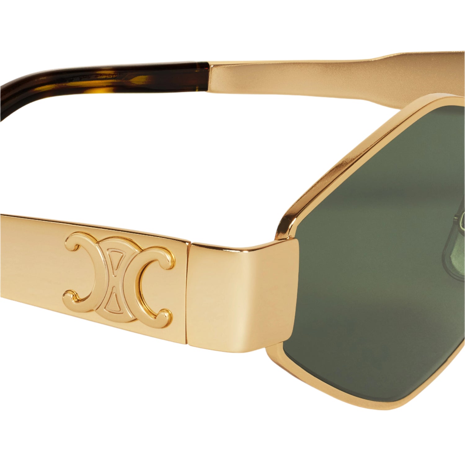 Celine CL40254U 30N Triomphe Metal Gold Geometric Green
