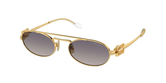MIU MIU MU 54ZS 5AK30C Gold Grey Gradient Lens Oval Women Sunglasses