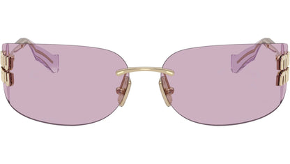 Miu Miu MU A51S ZVN90O Light pink Lenses Rimless Rectangle Sunglasses