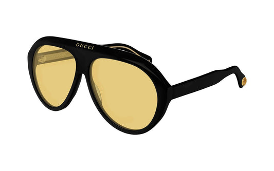 Gucci GG0479S 002 Black Yellow Aviator Sunglasses