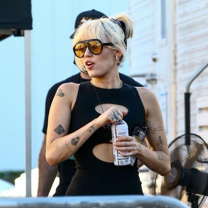 Gucci GG0479S 002 Black Yellow Aviator Sunglasses