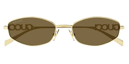 Gucci GG1802S 005 Oval Sunglasses Gold / Brown Lens Logo