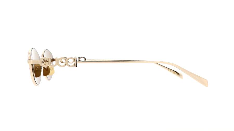 Gucci GG1802S 005 Oval Sunglasses Gold / Brown Lens Logo