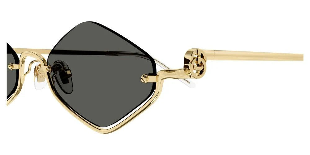 Gucci GG1604S 001 53 Golden Half Rimless Sunglasses