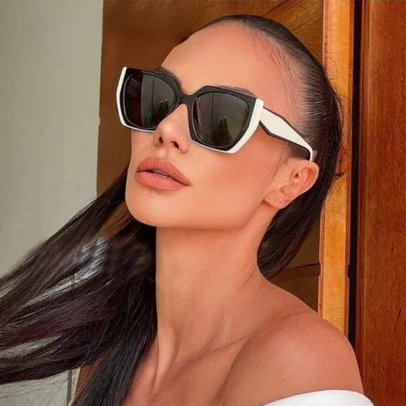 Prada PR 15WS 09q-5s0 Square Black/White Oversized Sunglasses