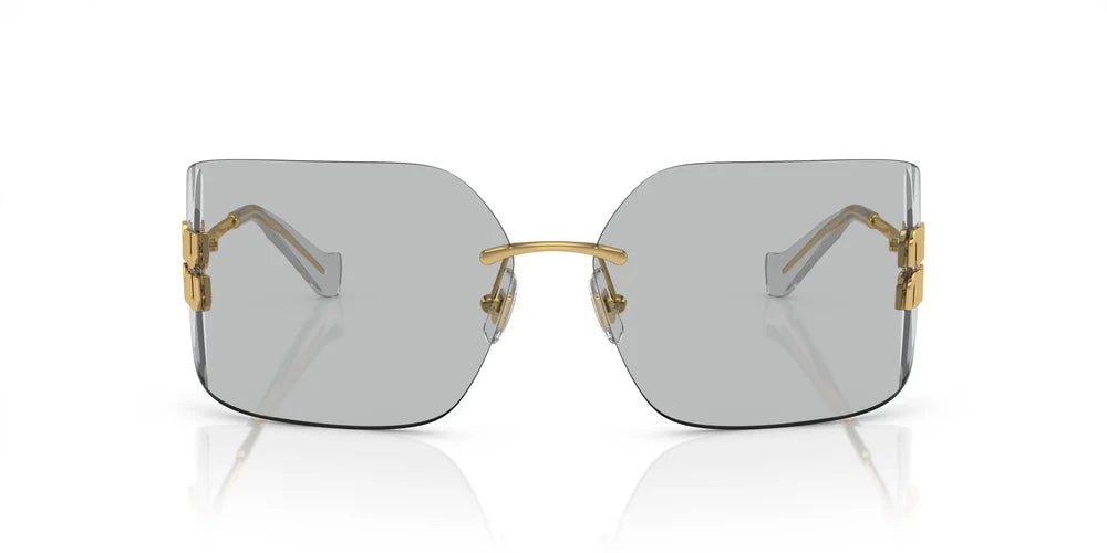 Miu Miu MU 54YS 5AK30B Rimless Rectangle Sunglasses Gold / Light Grey