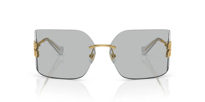 Miu Miu MU 54YS 5AK30B Rimless Rectangle Sunglasses Gold / Light Grey