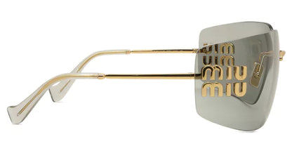 Miu Miu MU 54YS 5AK30B Rimless Rectangle Sunglasses Gold / Light Grey