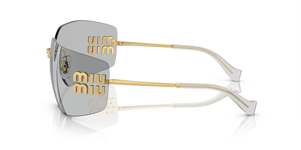 Miu Miu MU 54YS 5AK30B Rimless Rectangle Sunglasses Gold / Light Grey