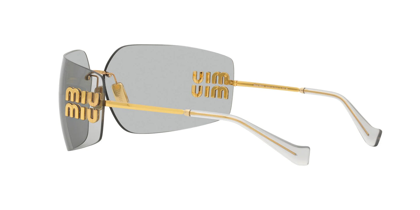 Miu Miu MU 54YS 5AK30B Rimless Rectangle Sunglasses Gold / Light Grey