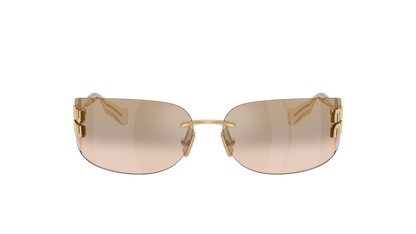 Miu Miu MU A51S 5AK20P Rimless Rectangle Sunglasses Gold / Rose Gradient