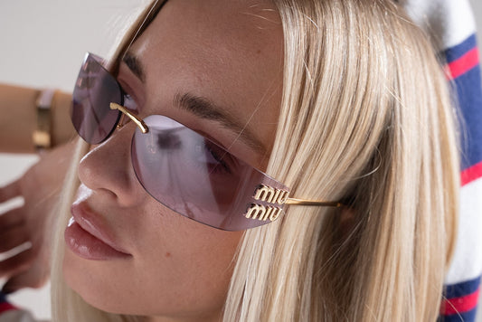 Miu Miu MU A51S ZVN90O Light pink Lenses Rimless Rectangle Sunglasses