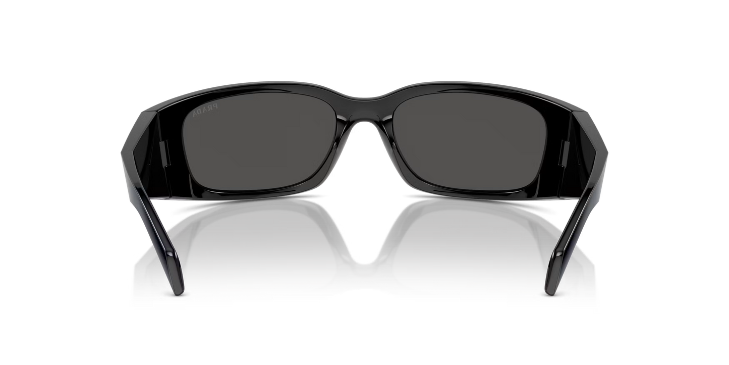 Prada PR A14S 1AB5S0 Rectangle Wrap Sunglasses Black / Grey Lens
