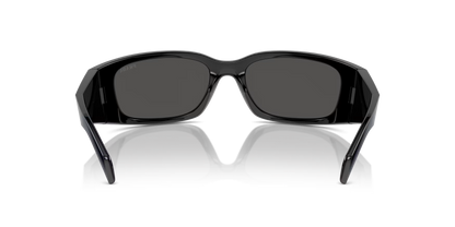 Prada PR A14S 1AB5S0 Rectangle Wrap Sunglasses Black / Grey Lens