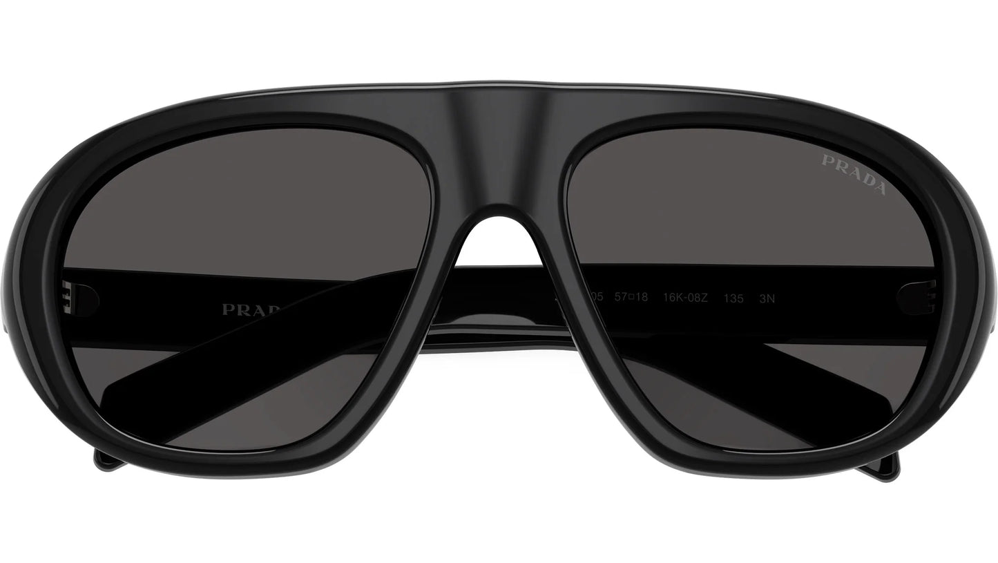 Prada PR C05S 16K08Z Pilot Sunglasses Black / Dark Grey Lens