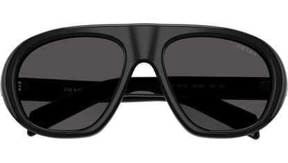 Prada PR C05S 16K08Z Pilot Sunglasses Black / Dark Grey Lens