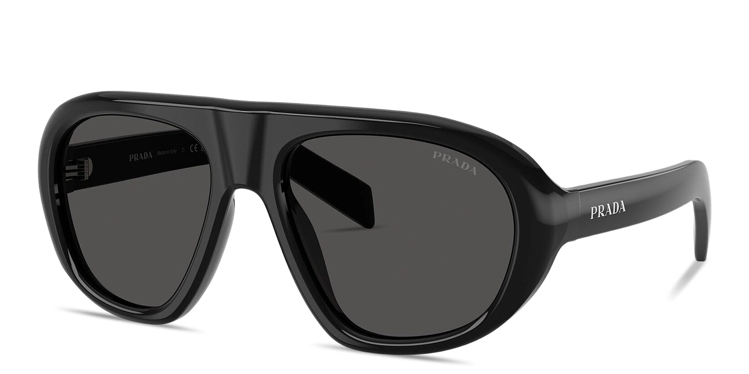 Prada PR C05S 16K08Z Pilot Sunglasses Black / Dark Grey Lens
