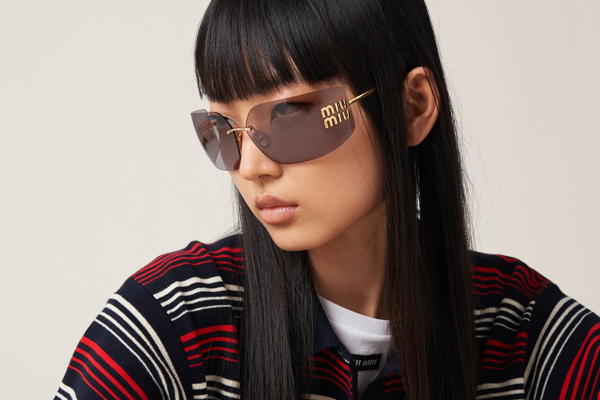 Miu Miu Sunglasses MU 54YS Gold Light Purple Brown 5AK0/6I Women Logo AUTHENTIC