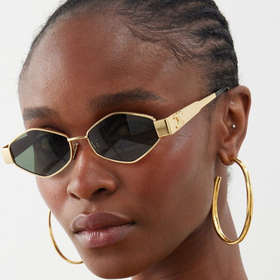 Buy Celine CL40254U 30N Triomphe Metal Gold Geometric Green