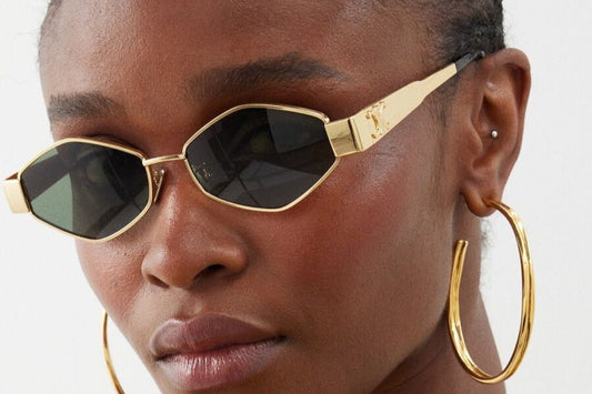 Celine CL40254U 30N Triomphe Metal Gold Geometric Green