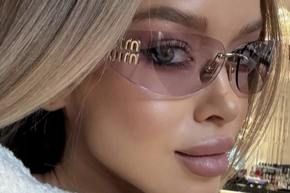 Miu Miu MU A51S ZVN90O Light pink Lenses Rimless Rectangle Sunglasses