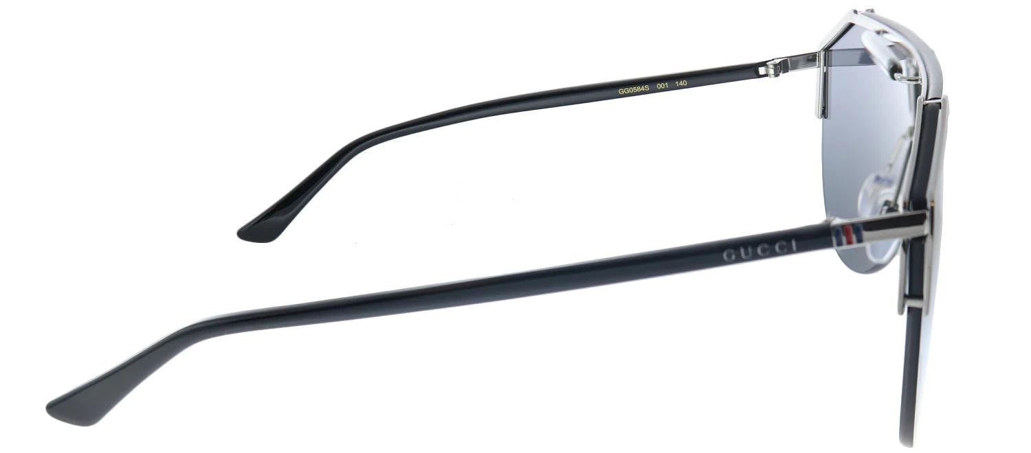 Gucci GG0584S 001 Ruthenium Shiny Black Grey Sunglasses - ModaBlvck